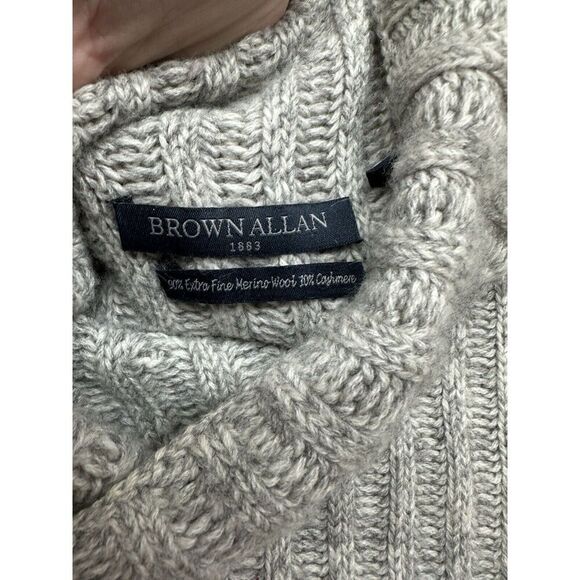 Brown Allan 1883 Womens Cream Turtleneck Merino Wool Sweater Beige Chunky Medium - Picture 5 of 9